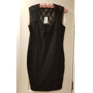 Black mini bodycon dress lace detail